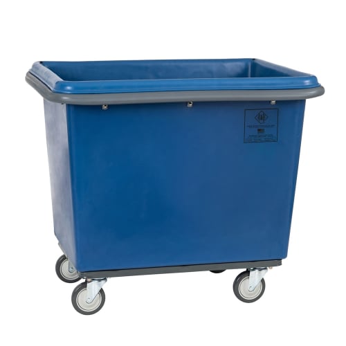 R&B Wire 18 Bushel Poly Bumper Truck, All Swivel Casters, Blue